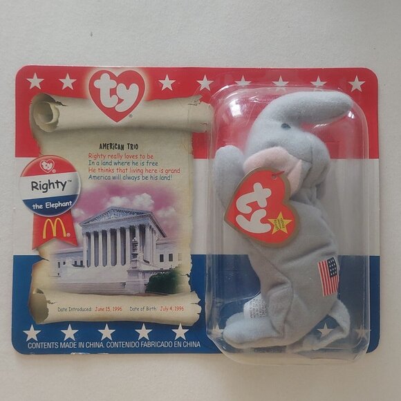 Ty McDonald's Teenie Beanie American Trio Libearty Lefty Righty LOT Of 3 New - Picture 7 of 12